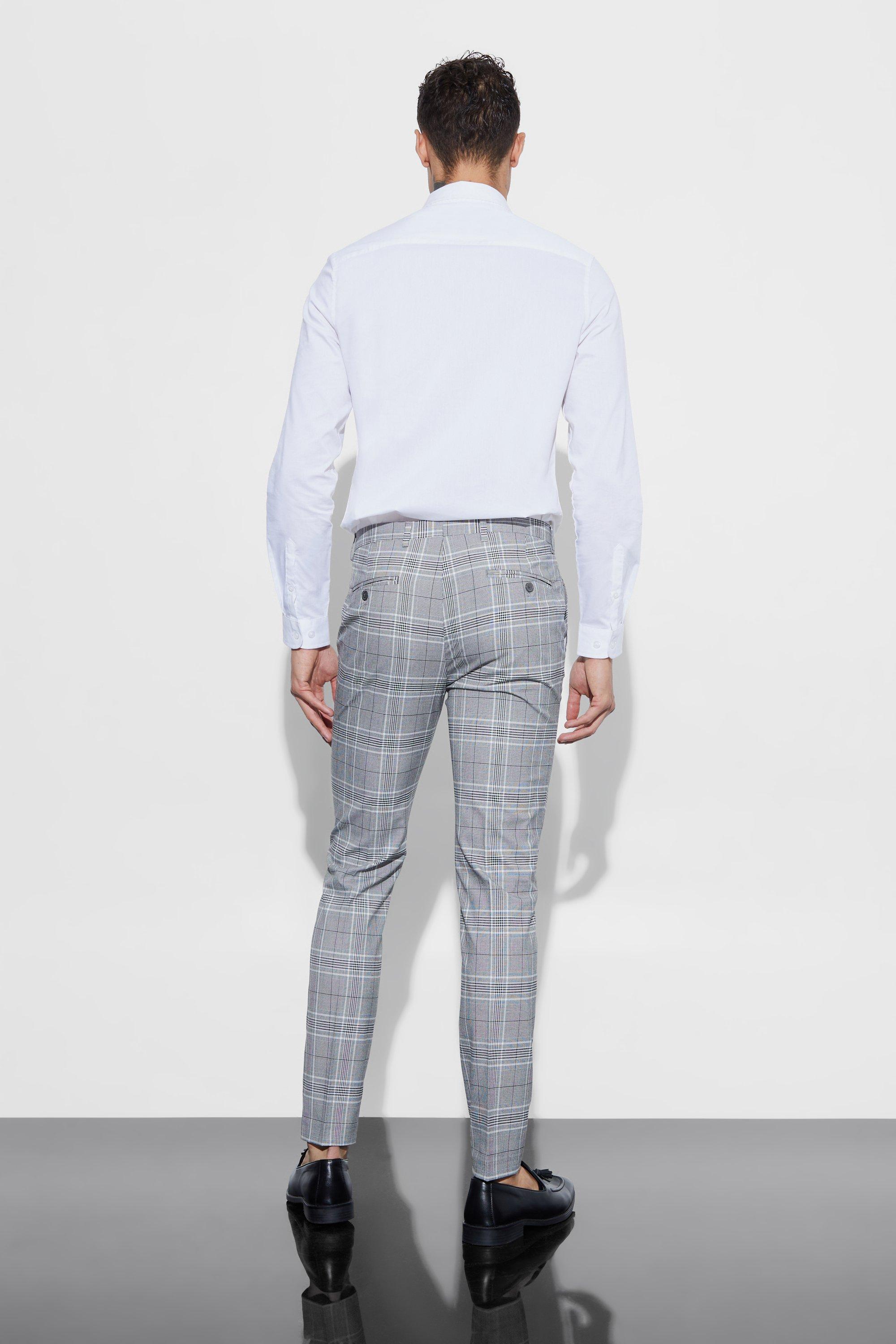 Smart checkered hot sale mens trousers