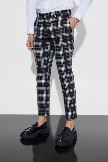 Mono Tartan Cropped Smart Trouser black