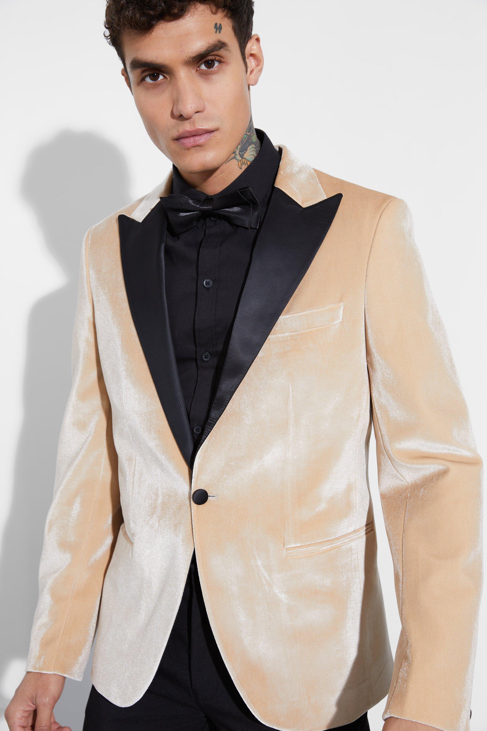 Men's Skinny Crushed Velvet Suit Jacket