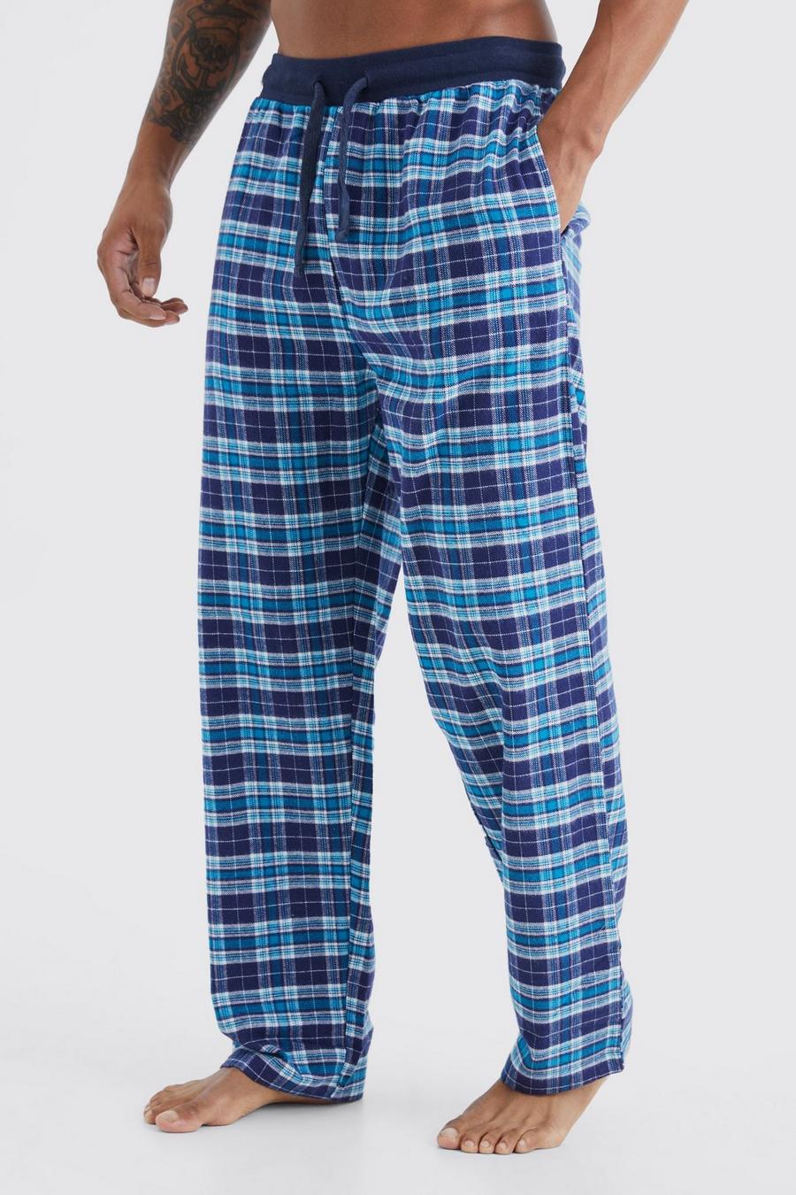 Blue bleu Check Pyjama Bottoms