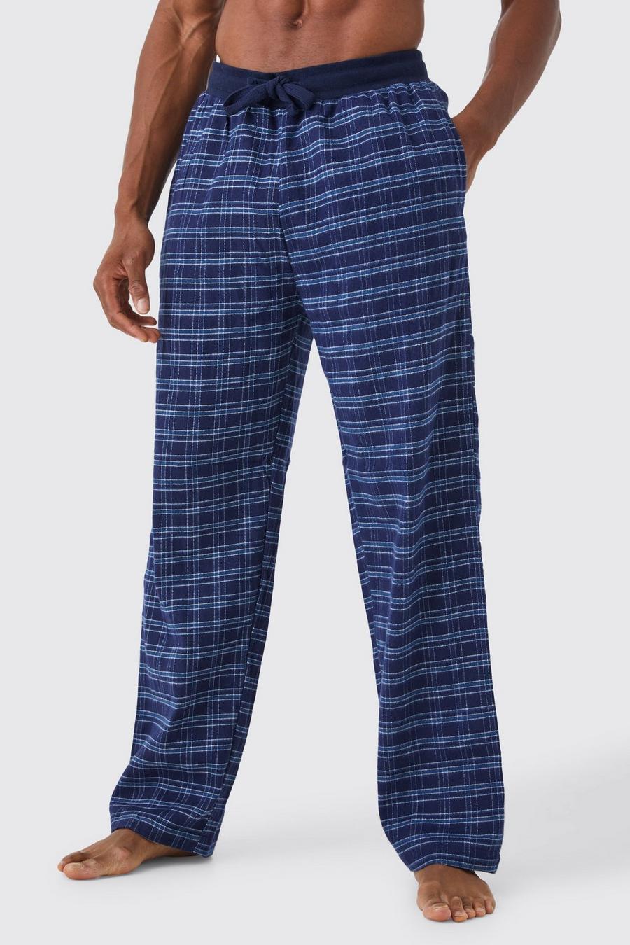 Pantalón pijama cuadros 100% algodón azul, Pijamas de mujer