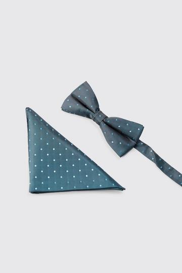 Blue Polka Dot Bow Tie And Pocket Square Pack