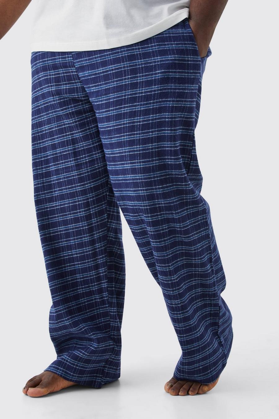 Pantaloni del pigiama Plus Size a quadri, Navy azul marino