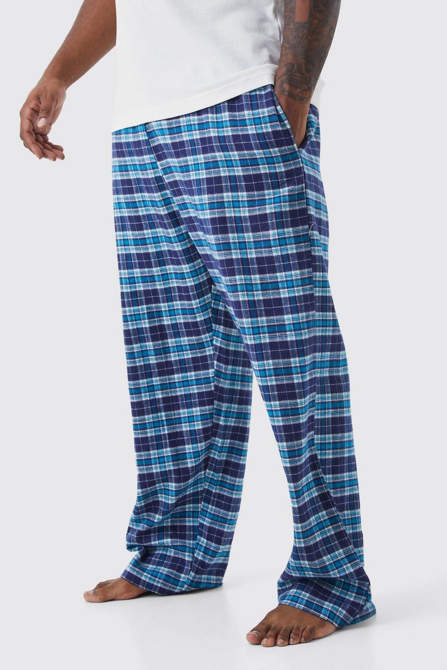Pantaloni del pigiama Plus Size a quadri, Blue azul