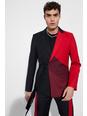 Red Skinny Fit Colour Block  Wrap Front Blazer