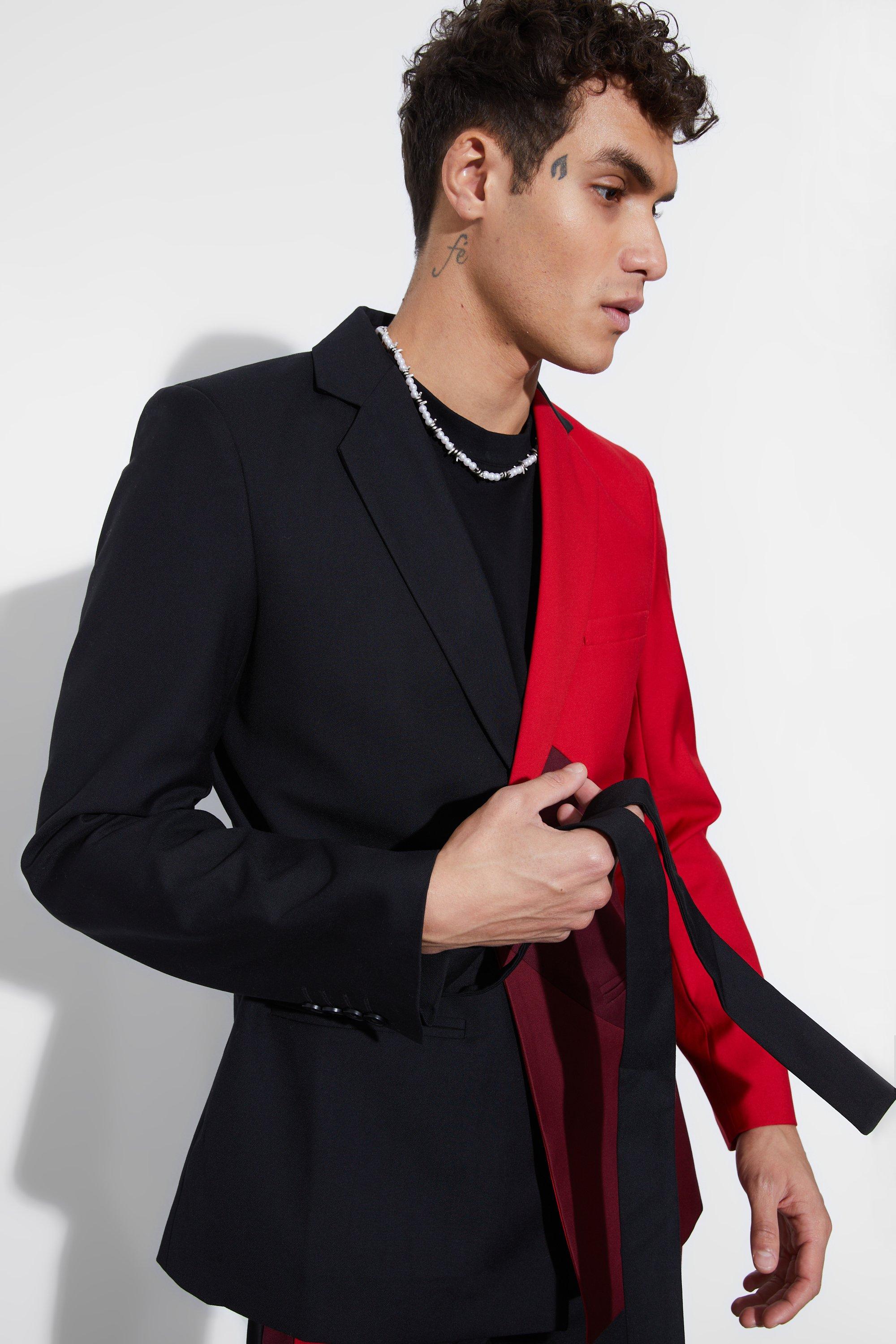 Men's red blazer slim on sale fit