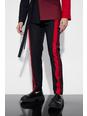 Red Skinny Fit Colour Block Panel Suit Trouser