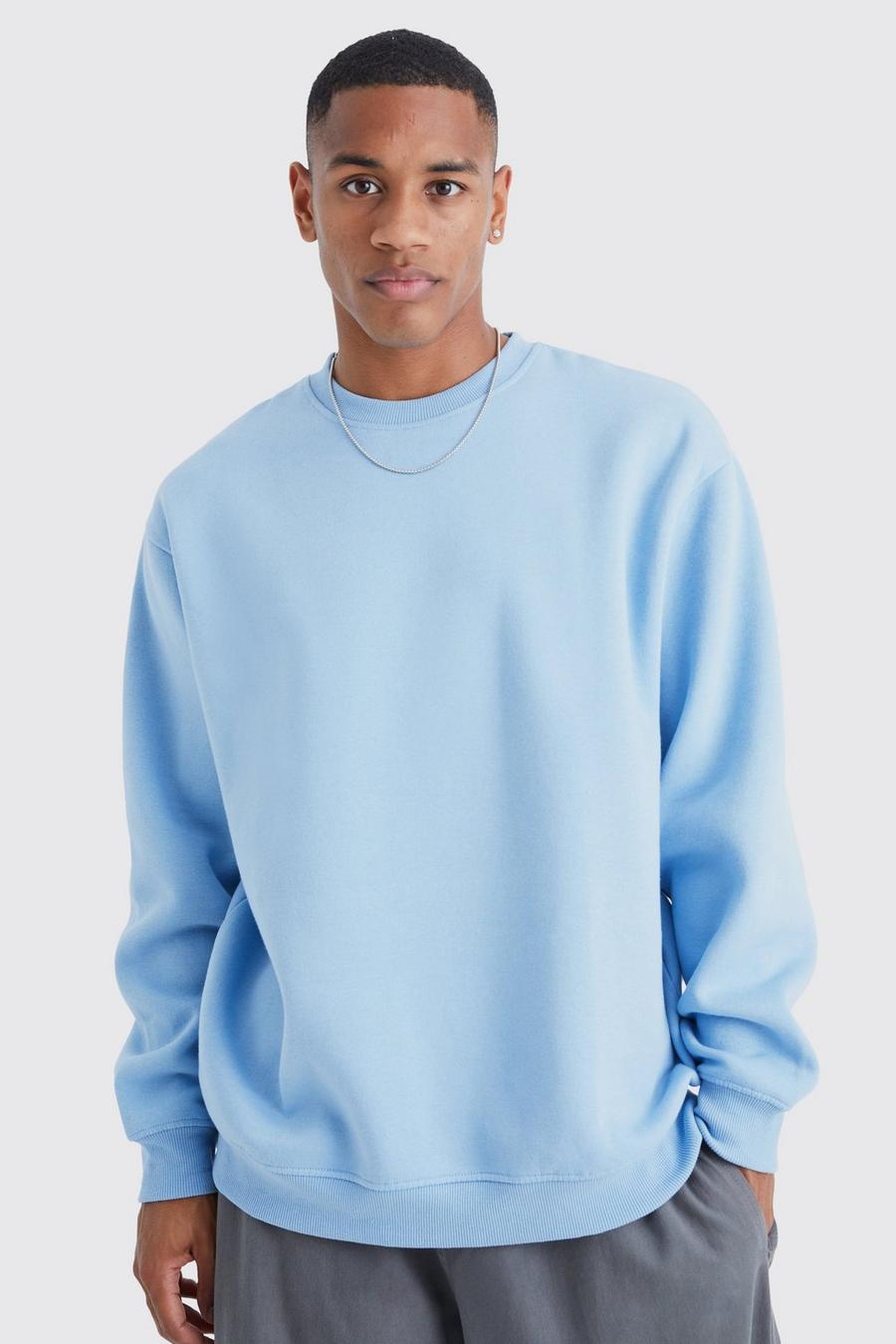 Pastel blue Oversized Crew Neck Sweatshirt length image number 1