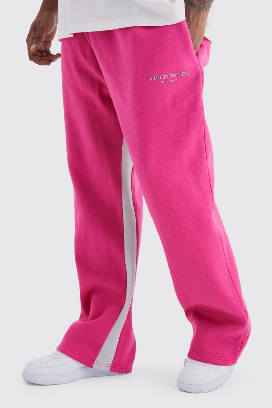Pantaloni tuta Plus Size Regular Fit Limited con inserti, Bright pink