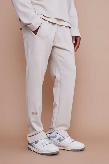 Stone Beige Slim Fit Heavyweight Split Hem Sweatpant