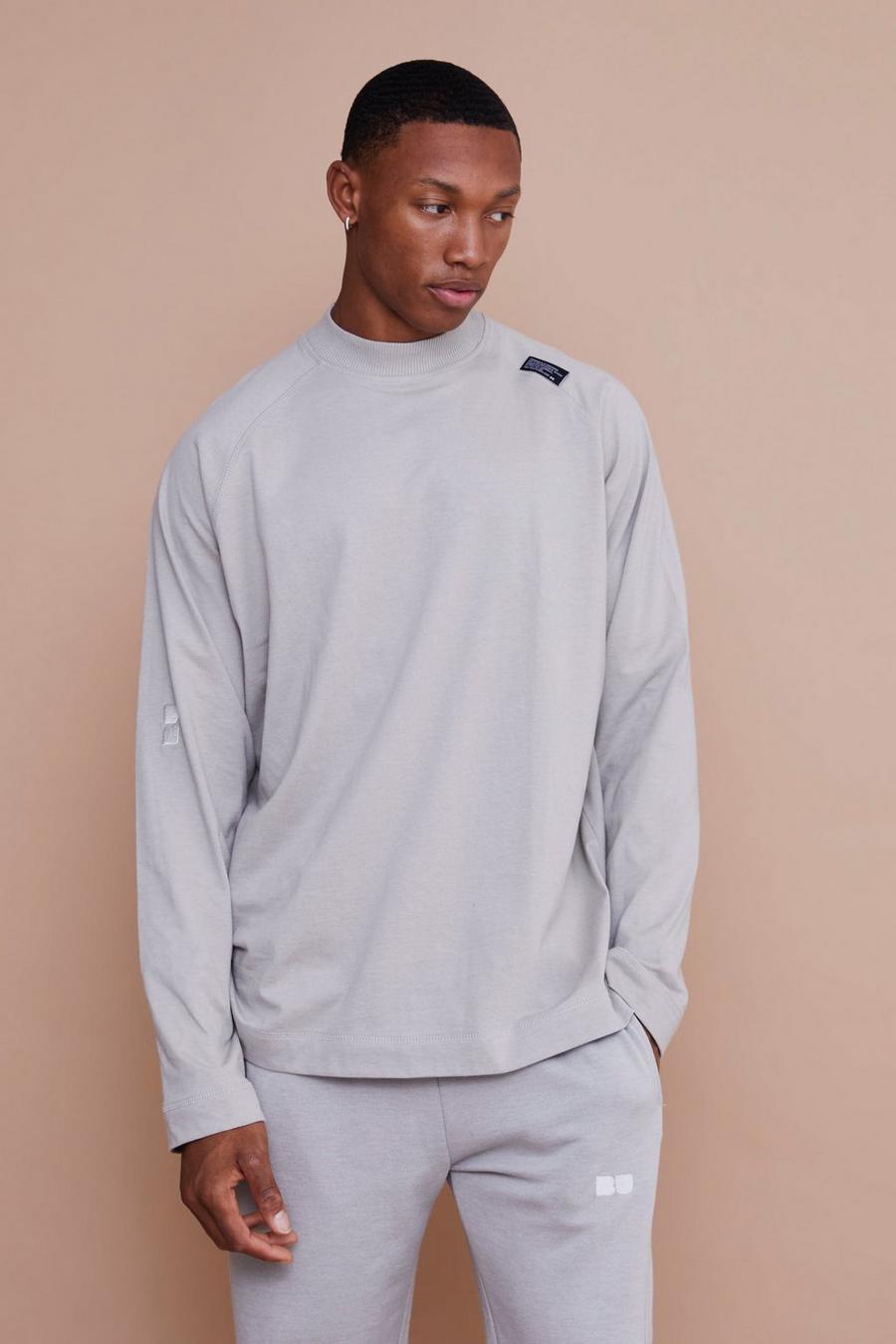 Dark grey Oversized con Sleeve Extended Neck T-shirt image number 1