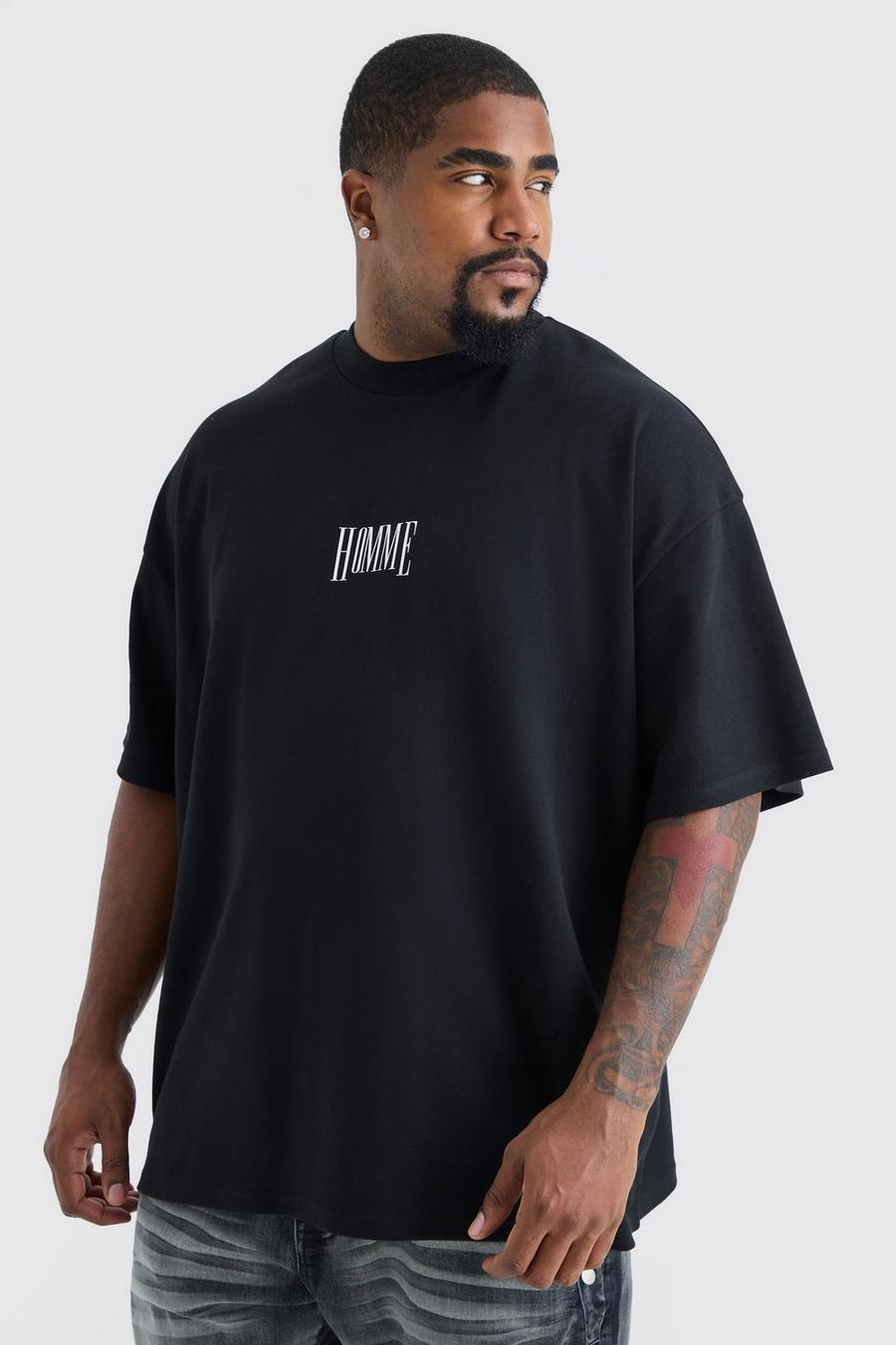 Black noir Plus Oversized Interlock T-Shirt Met Tekst