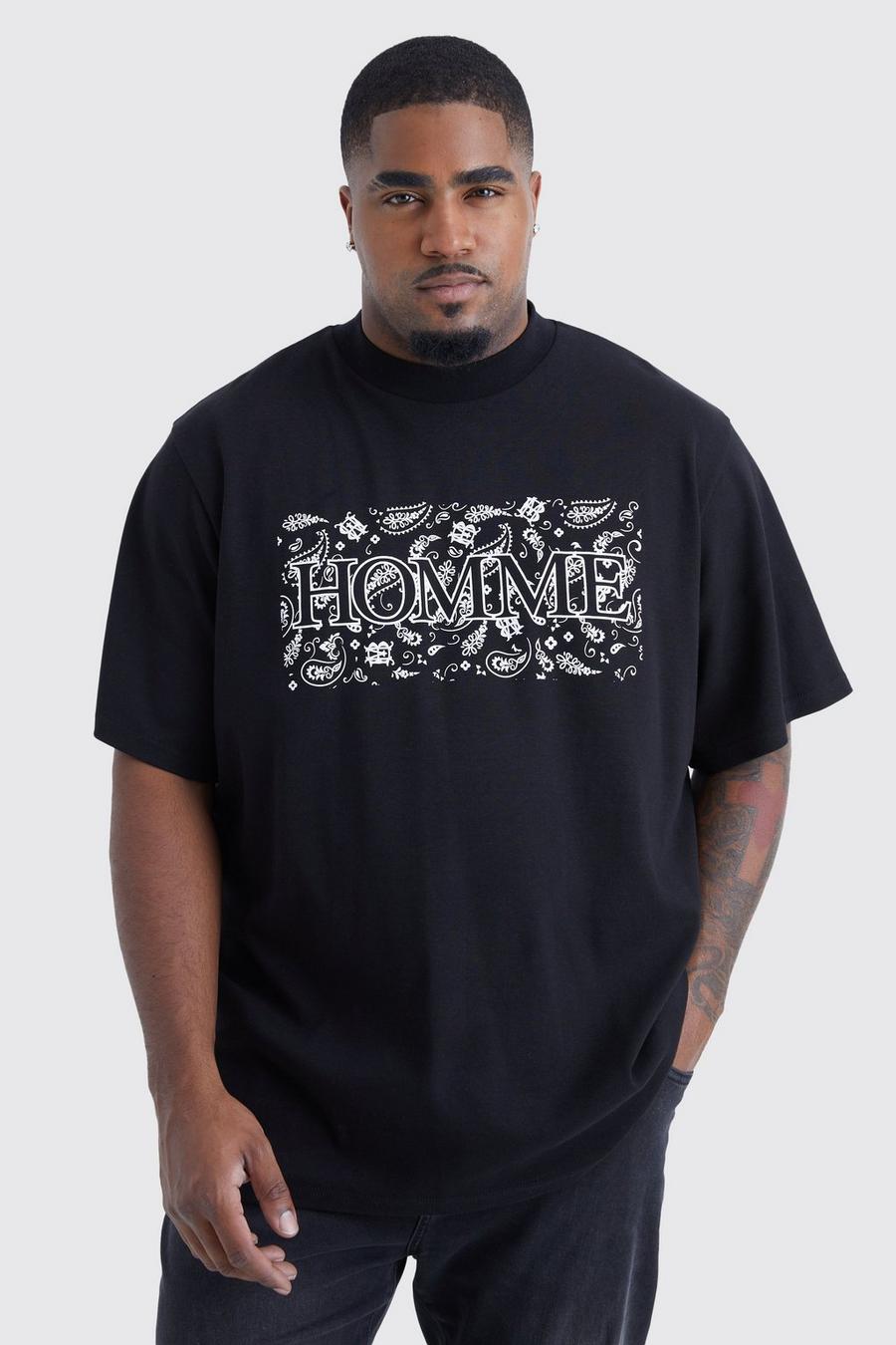 Black Plus Paisley Interlock Homme Slogan T-shirt