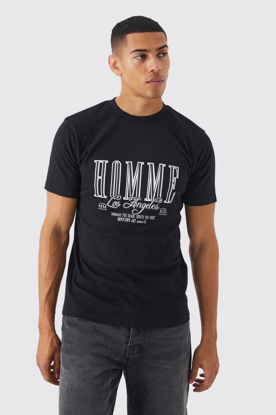 Black Slim Interlock Homme Graphic T-shirt 