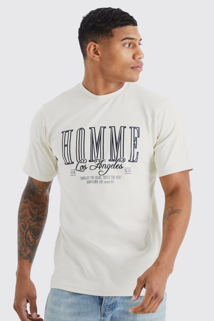 Ecru white Slim Interlock Homme Graphic T-shirt 