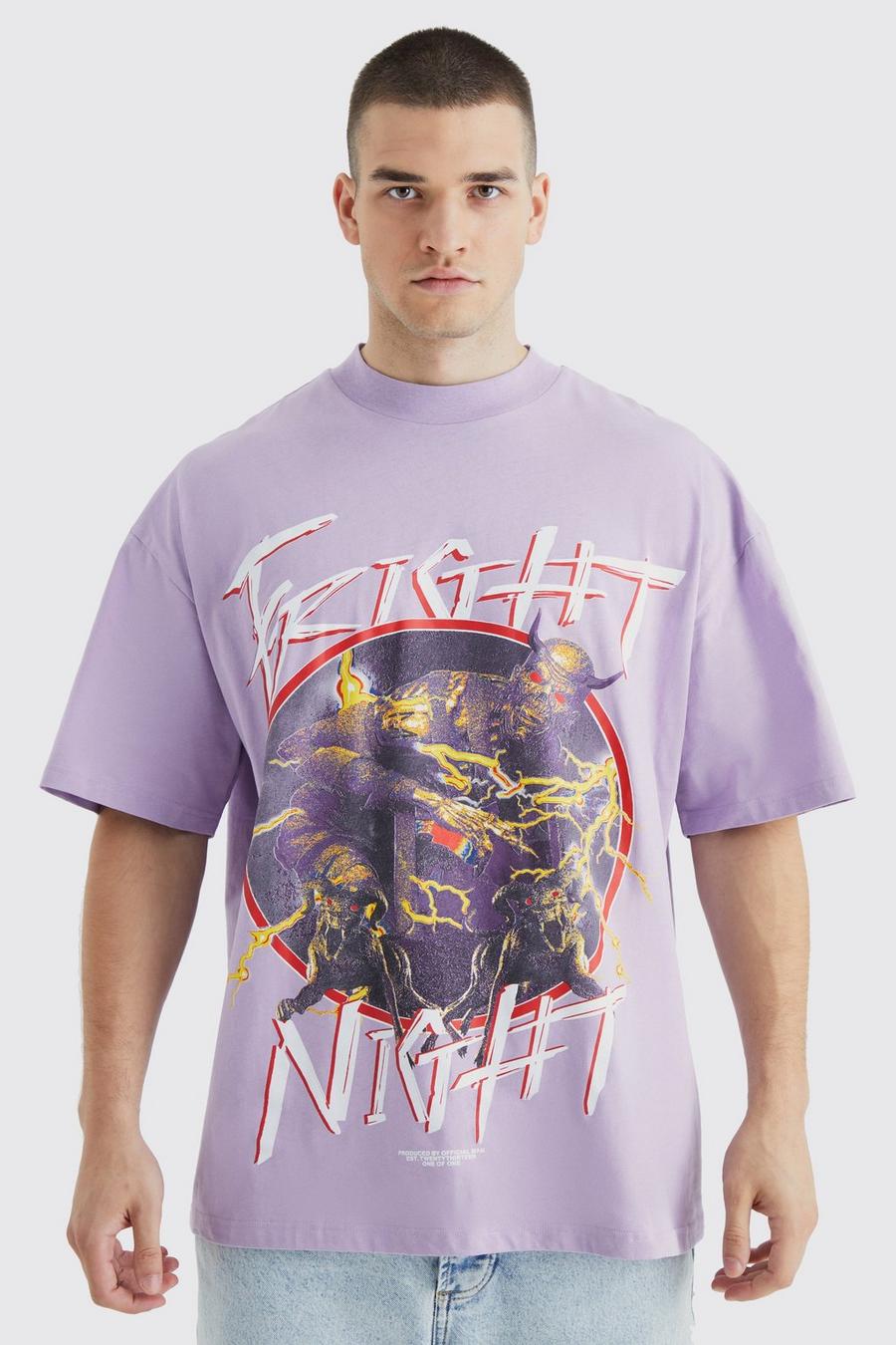 Camiseta Tall oversize con estampado gráfico de Fright Club, Lilac viola