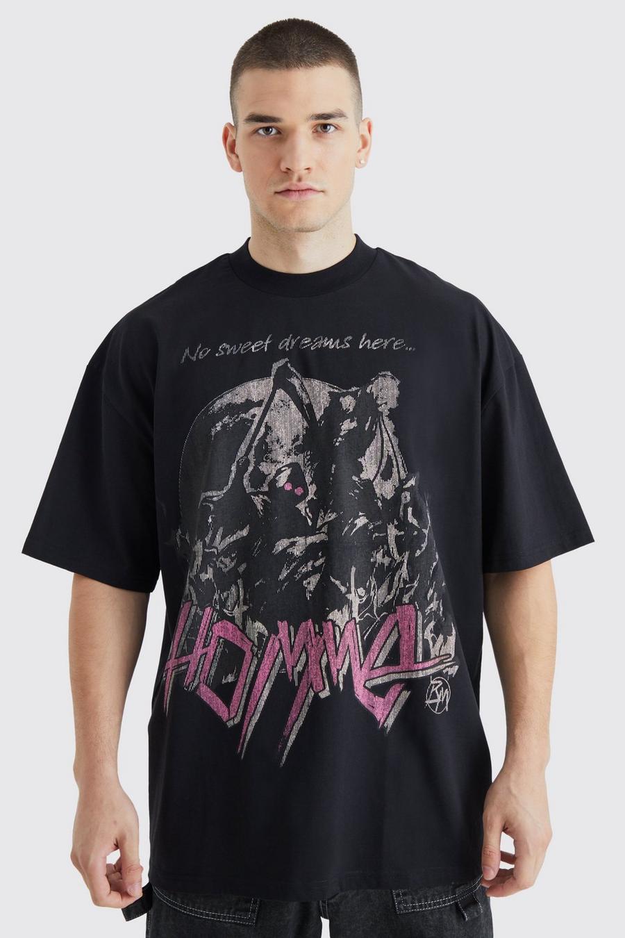 Camiseta Tall oversize con estampado gráfico Homme, Black