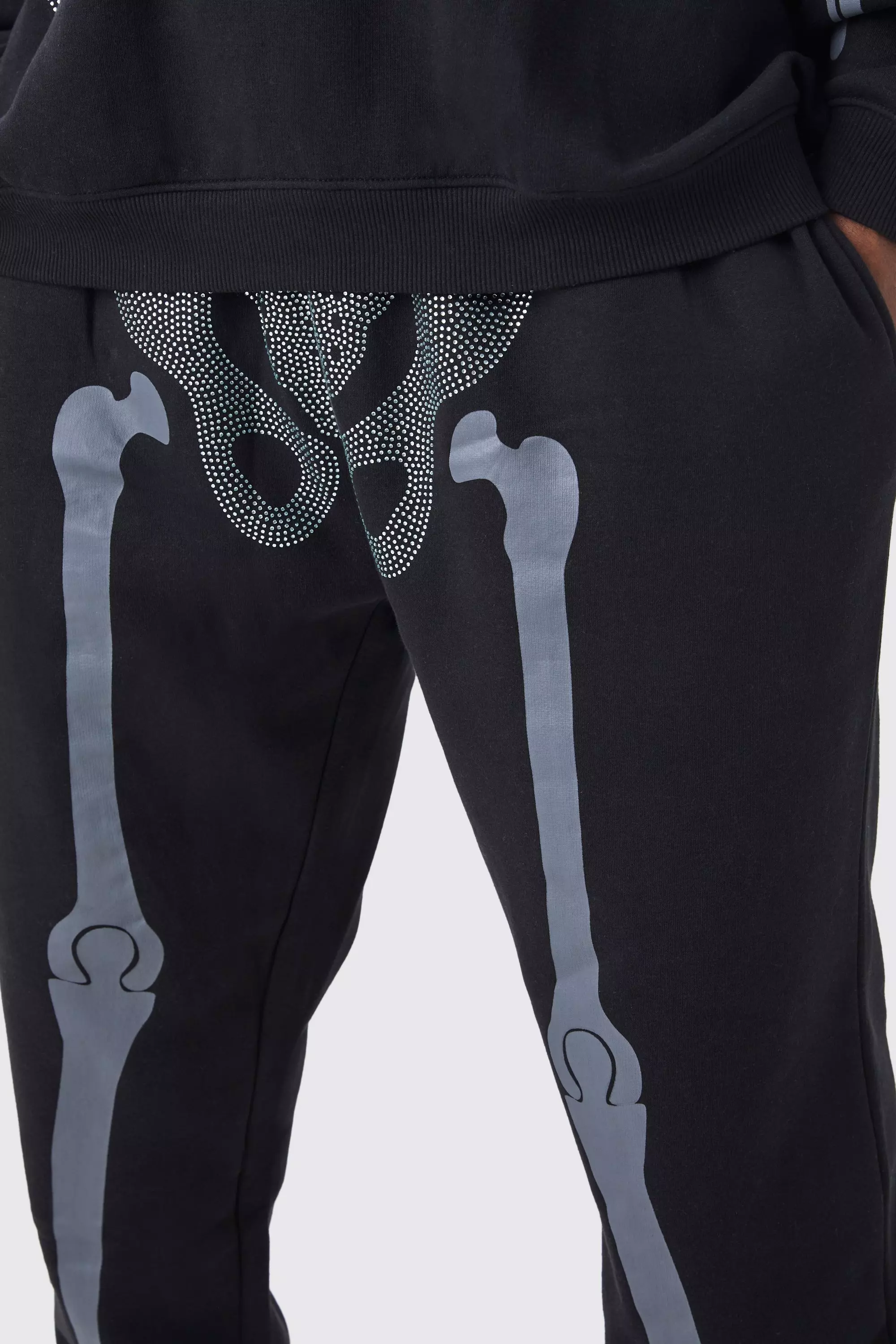 Plus Regular Fit Rhinestone Skeleton Jogger