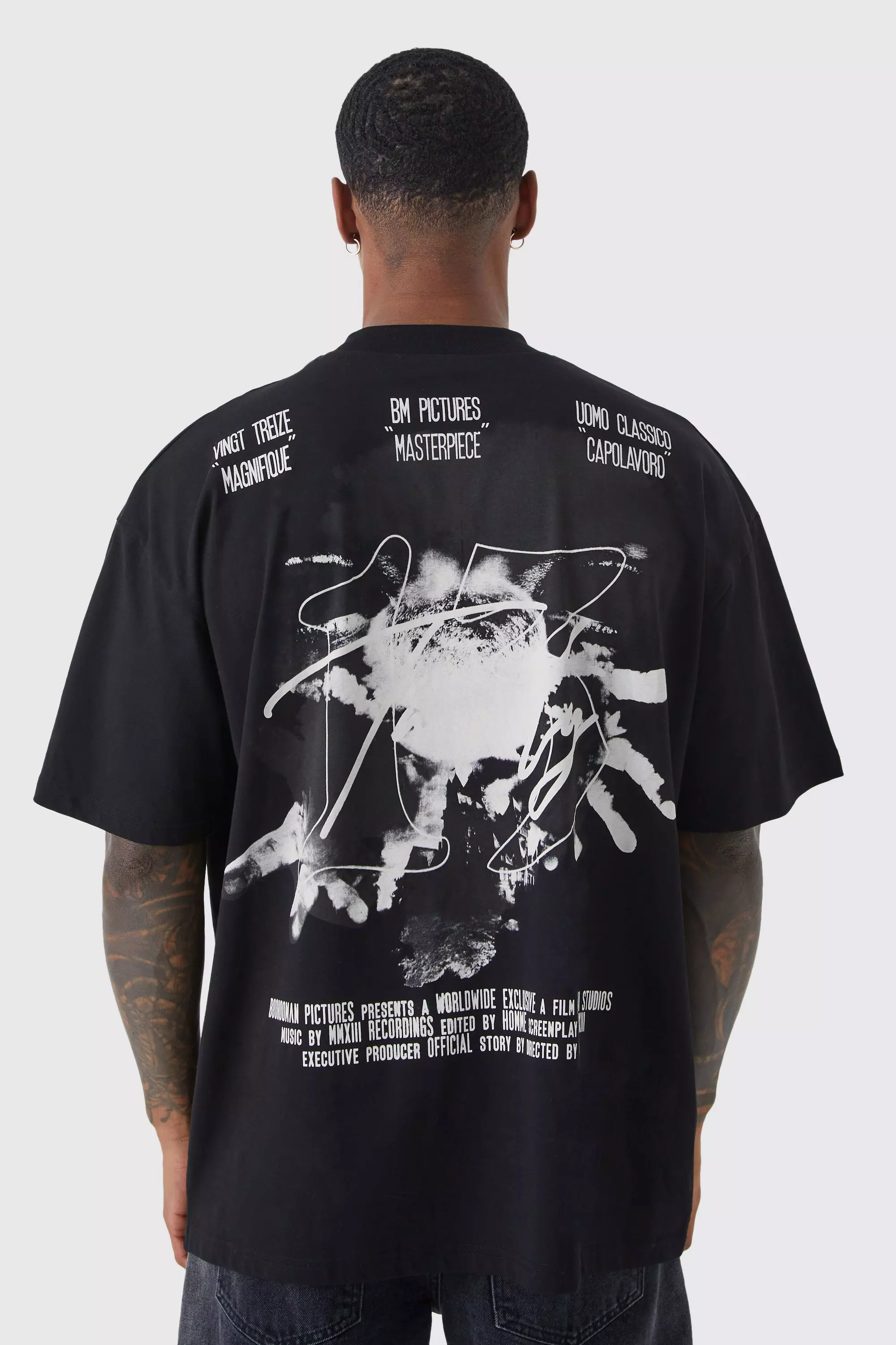 Black Oversized Reflective Print T-shirt alternative image
