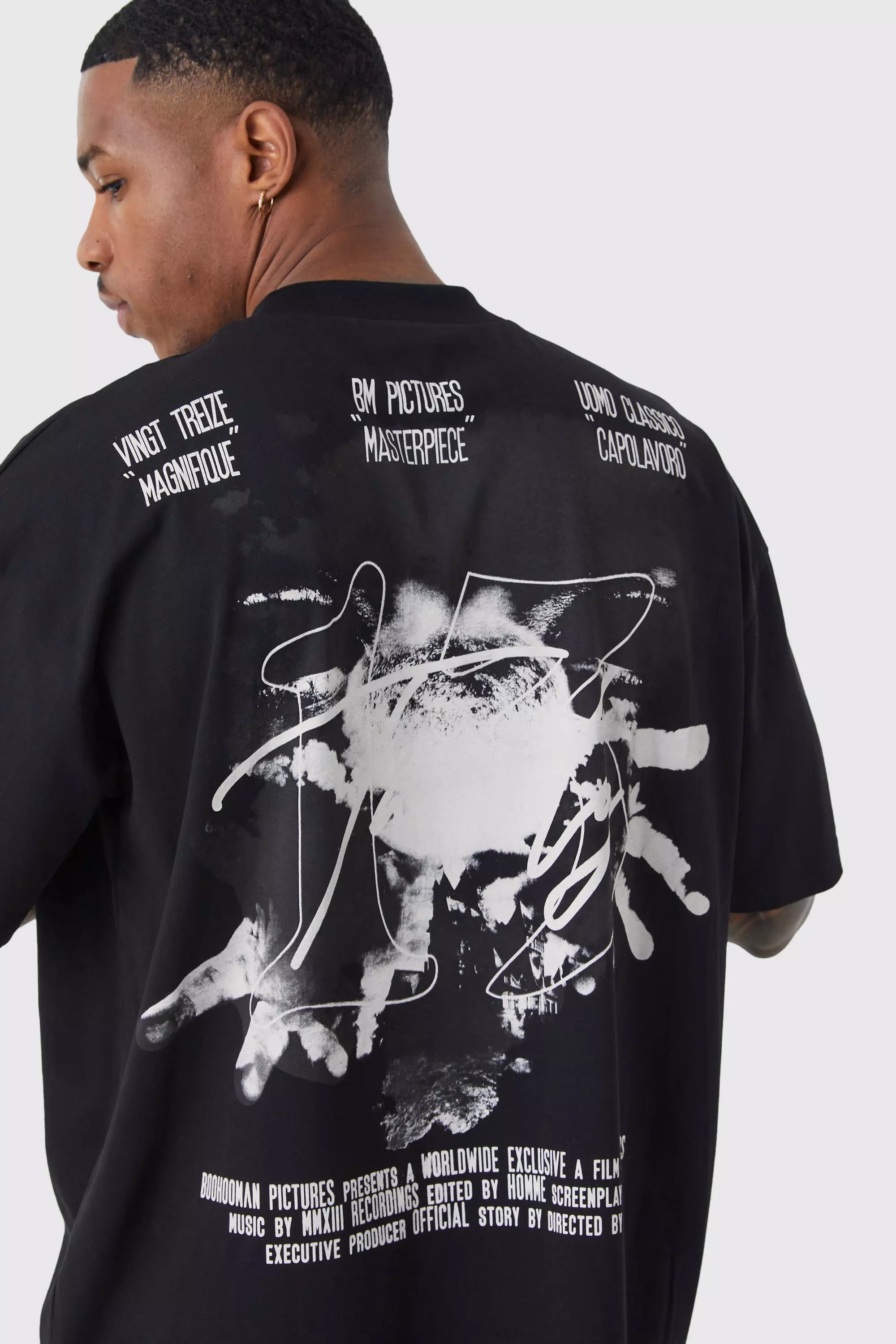 Black Oversized Reflective Print T-shirt alternative image