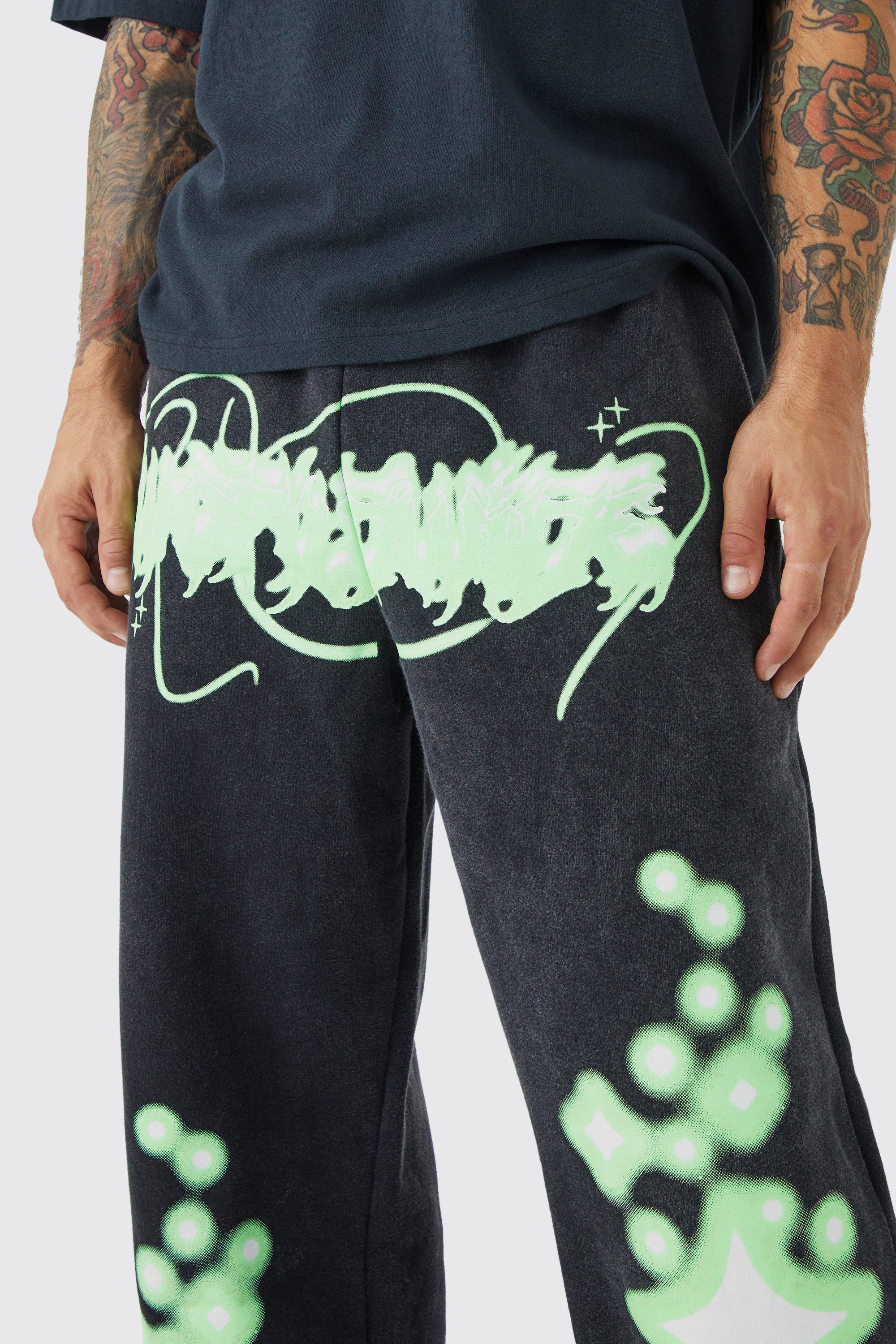 Oversized Acid Wash Glow In The Dark Jogger