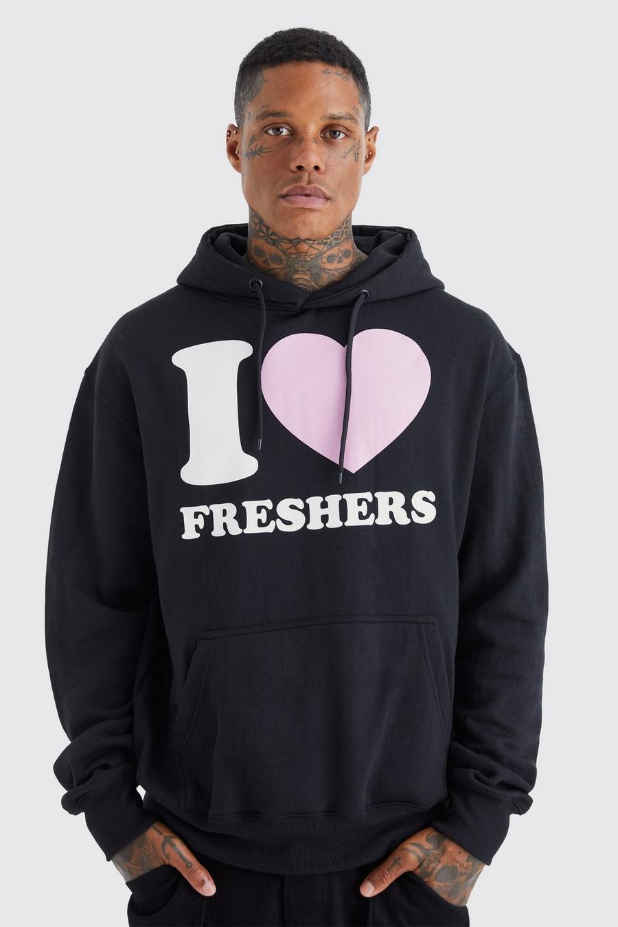 Black I Heart Freshers Oversize hoodie