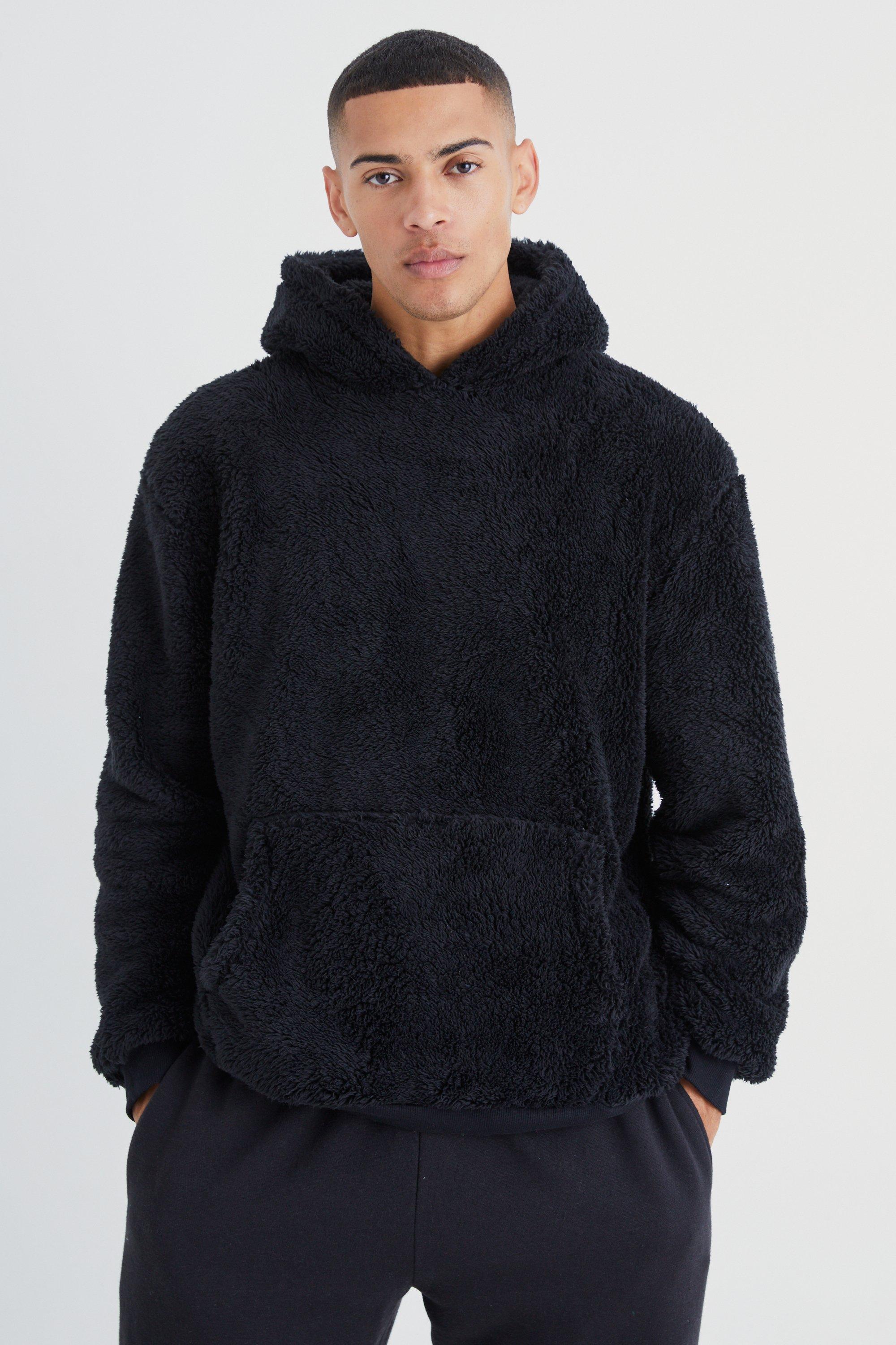 Oversized Borg Novelty Hoodie boohoo