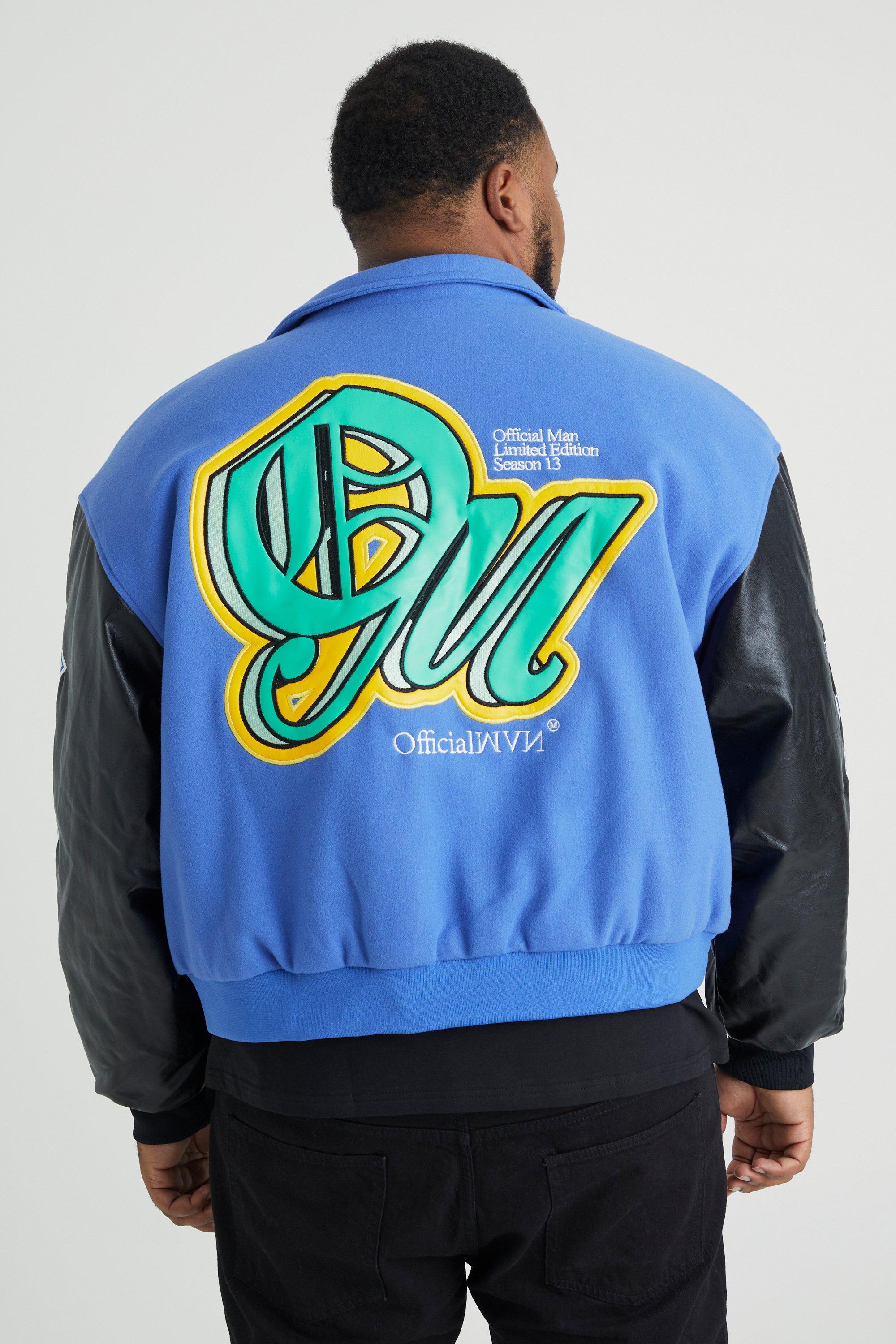 Plus Boxy Pu And Melton Collard Varsity Jacket | boohoo