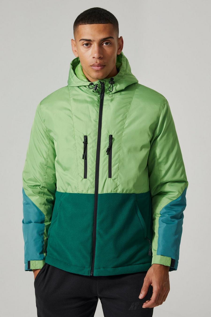 Lime Relaxed Colour Block Polar Fleece Jacket image number 1