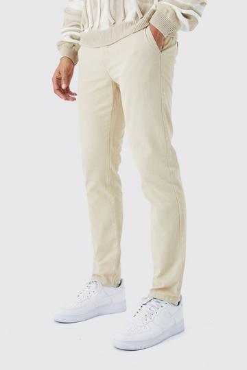 Stone Beige Fixed Waist Skinny Chino Trouser