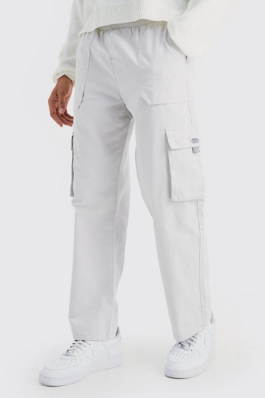 Slate Elasticated Waist Relaxed Fit Cargo Trouser
