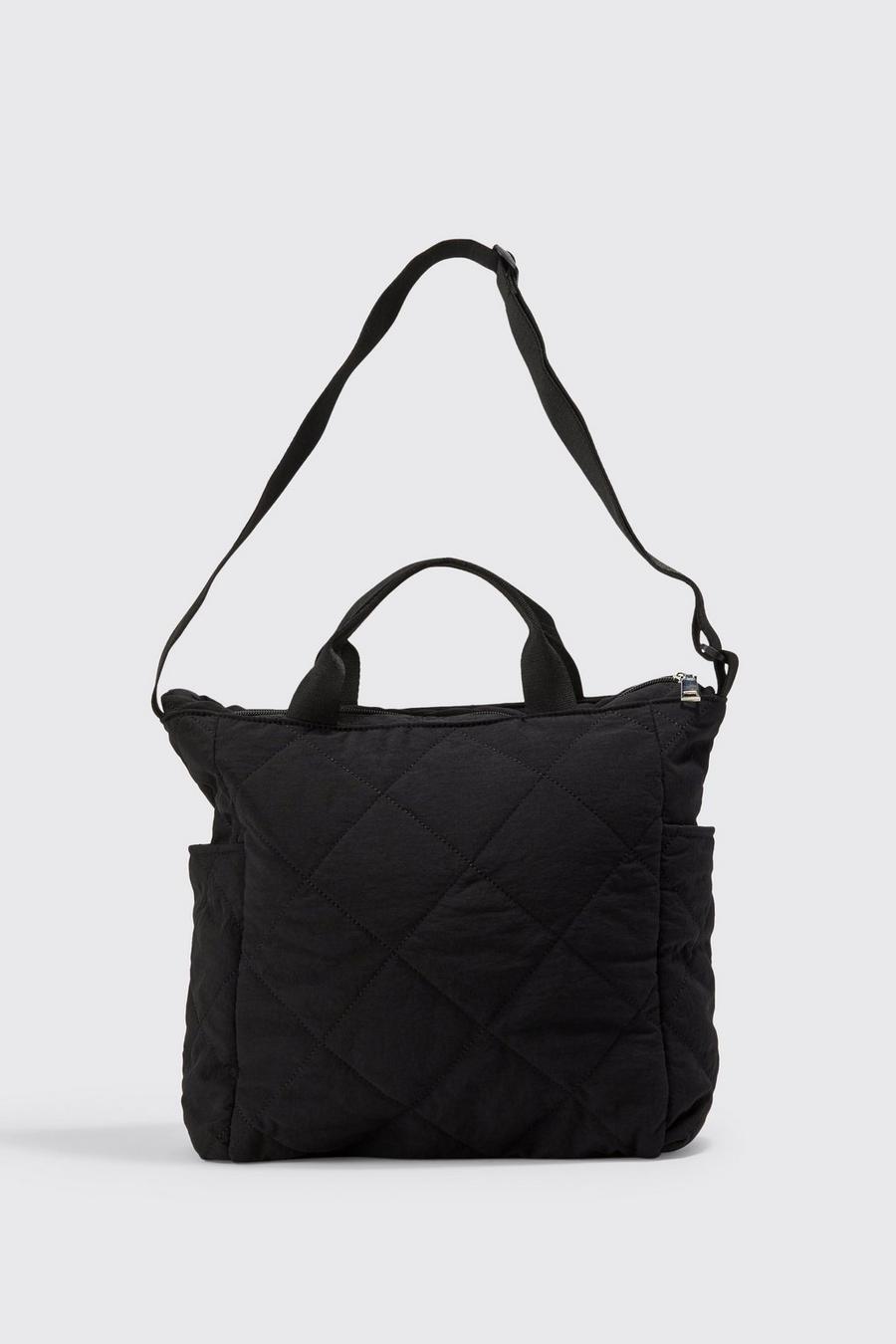 Black svart Quilted Tote Bag