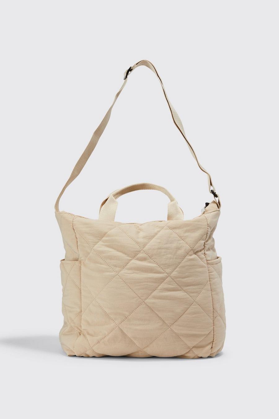 Stone beige Quilted Tote Bag