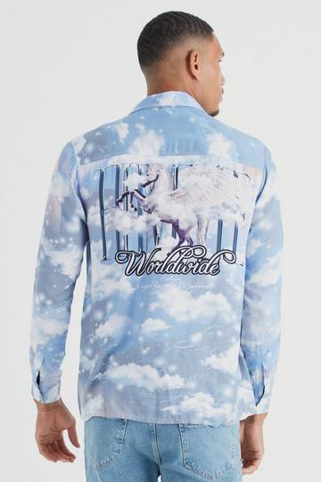 Tall Viscose Unicorn Overhemd Met Lange Mouwen blue