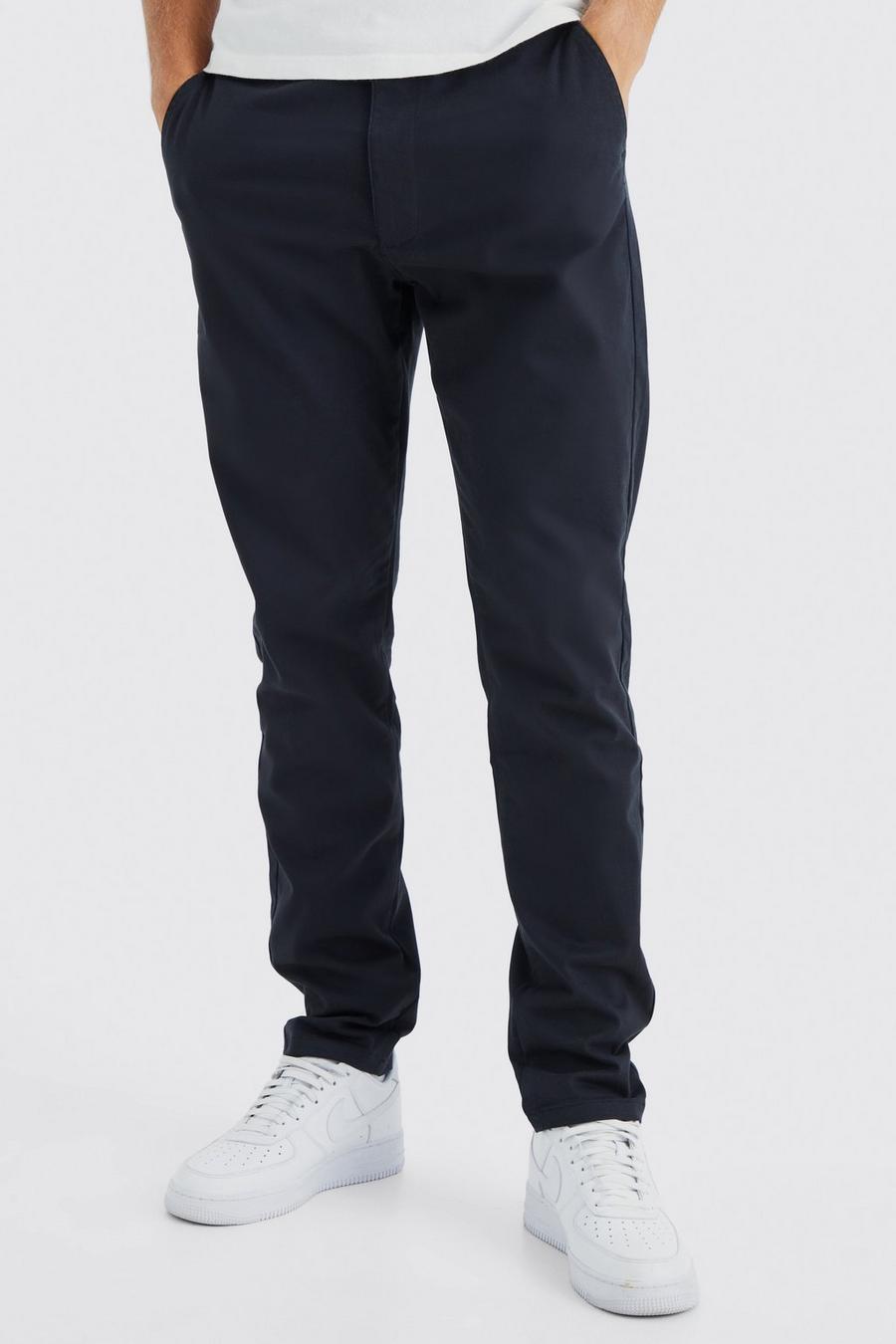 Black Tall Fixed Waist Slim Chino Pants image number 1