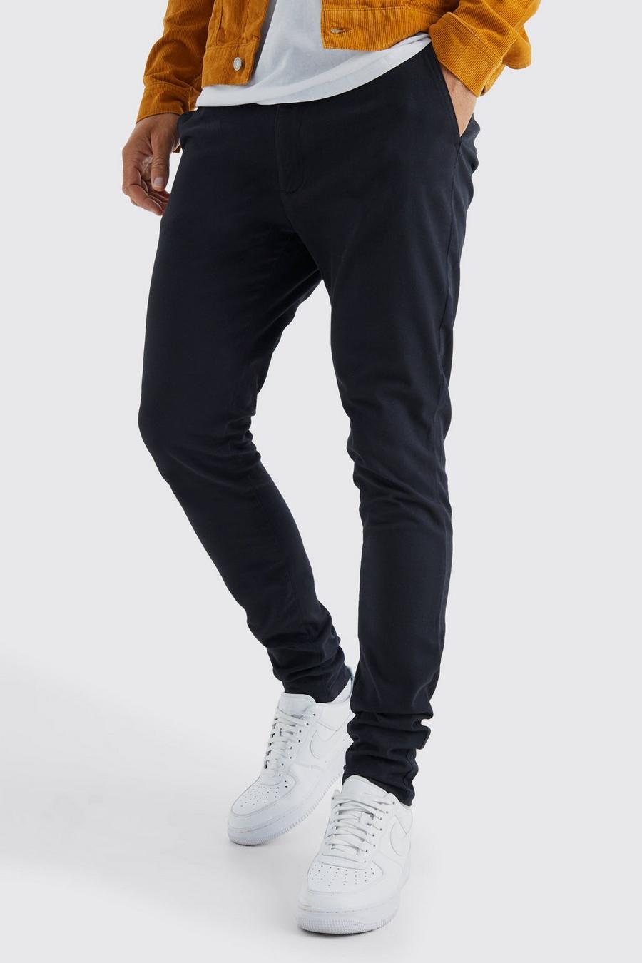 Pantaloni Chino Tall Skinny Fit con vita fissa, Black image number 1