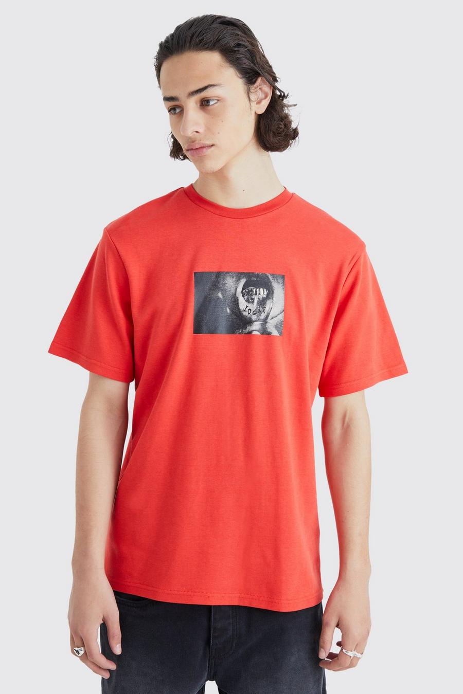 Red Verweven Mond T-Shirt Met Print