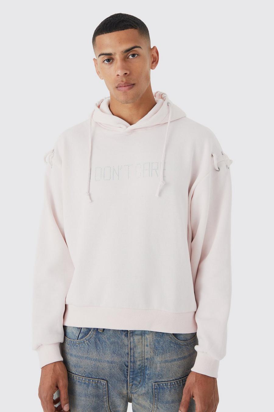 Pink Boxig hoodie med öljetter image number 1