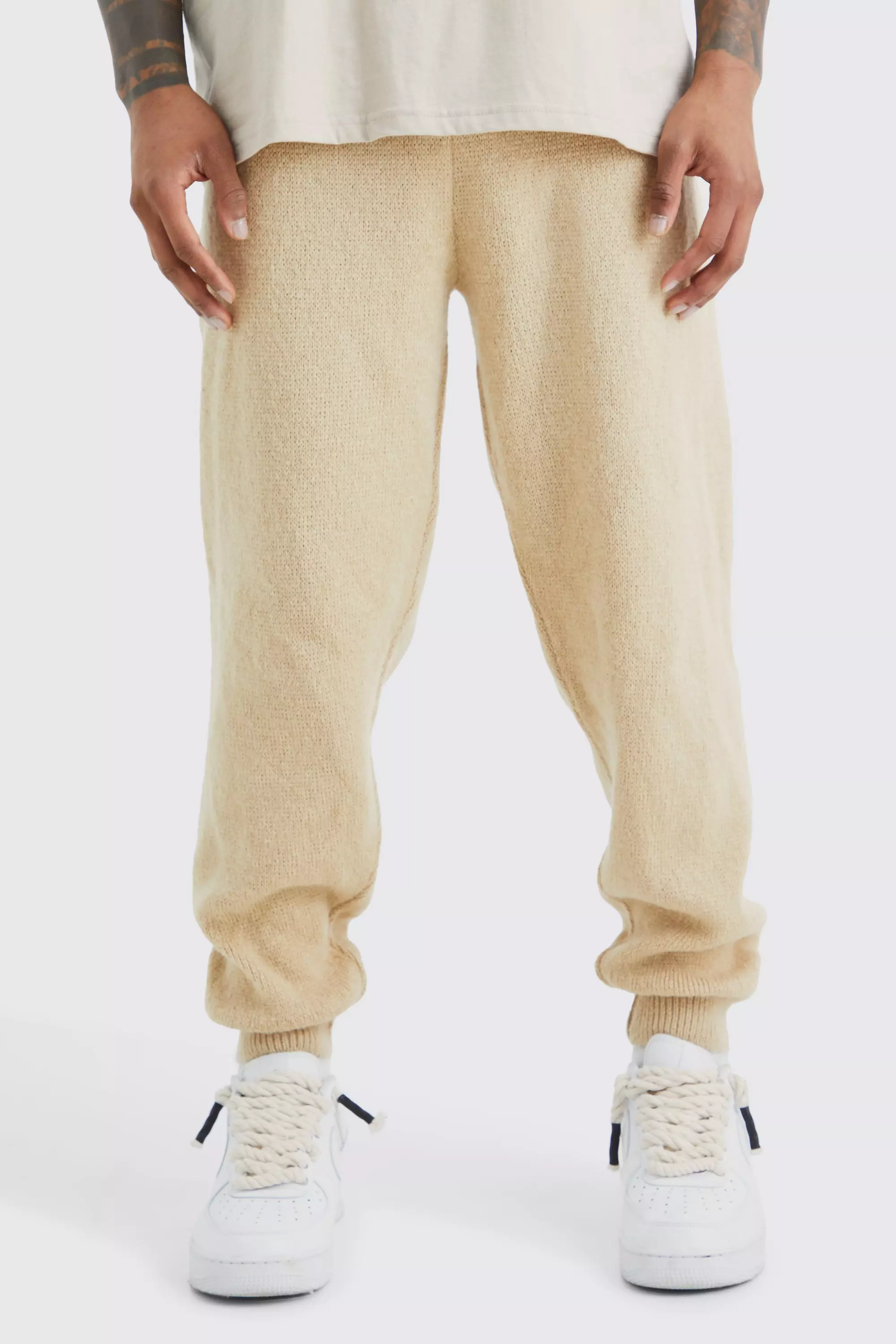 Brushed Ribbed Knitted Joggers