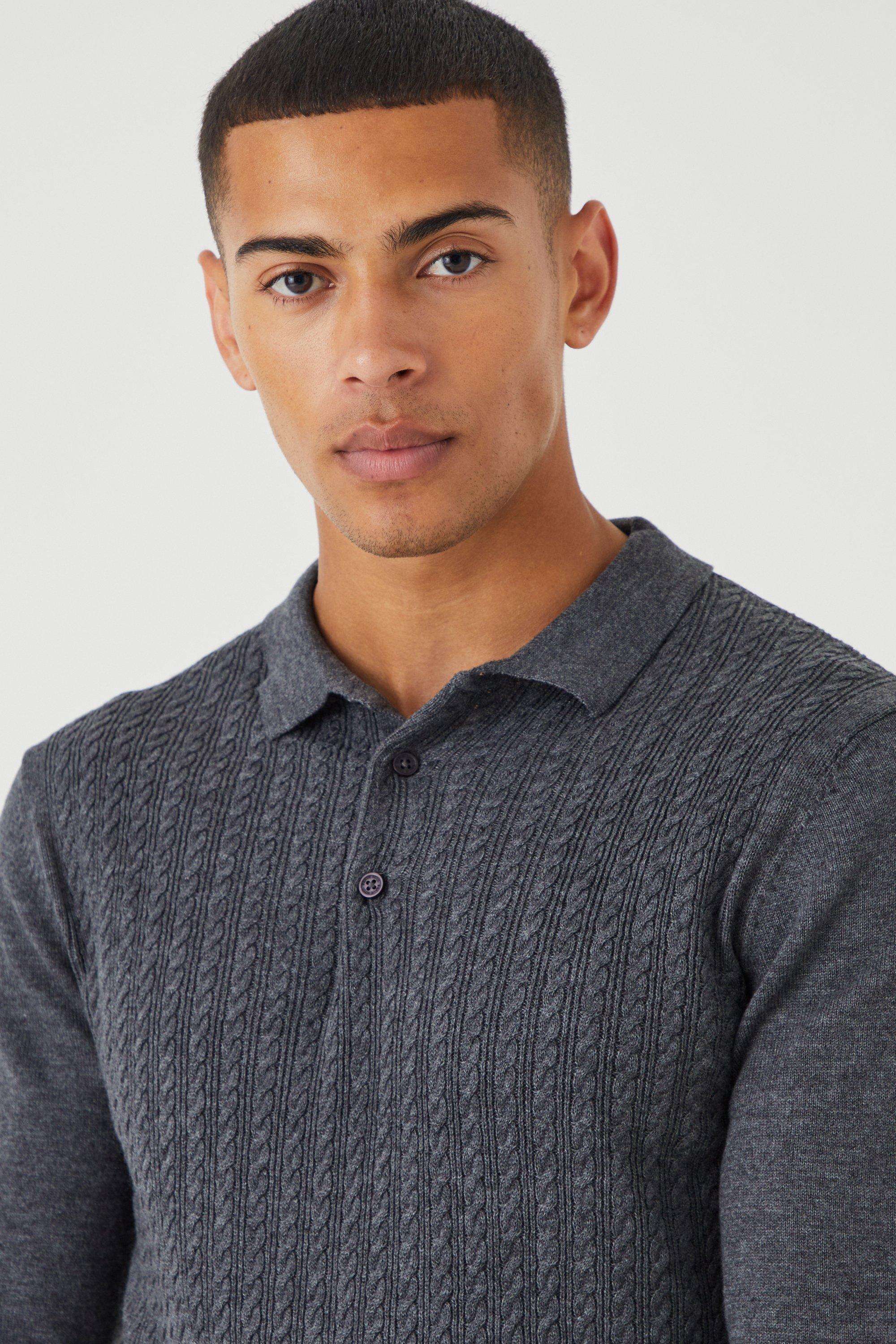 Grey on sale knitted polo