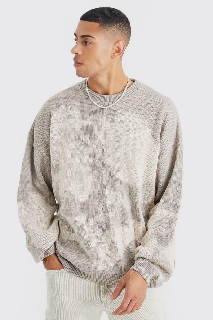 Oversize Pullover mit Totenkopf-Print, Ecru blanc