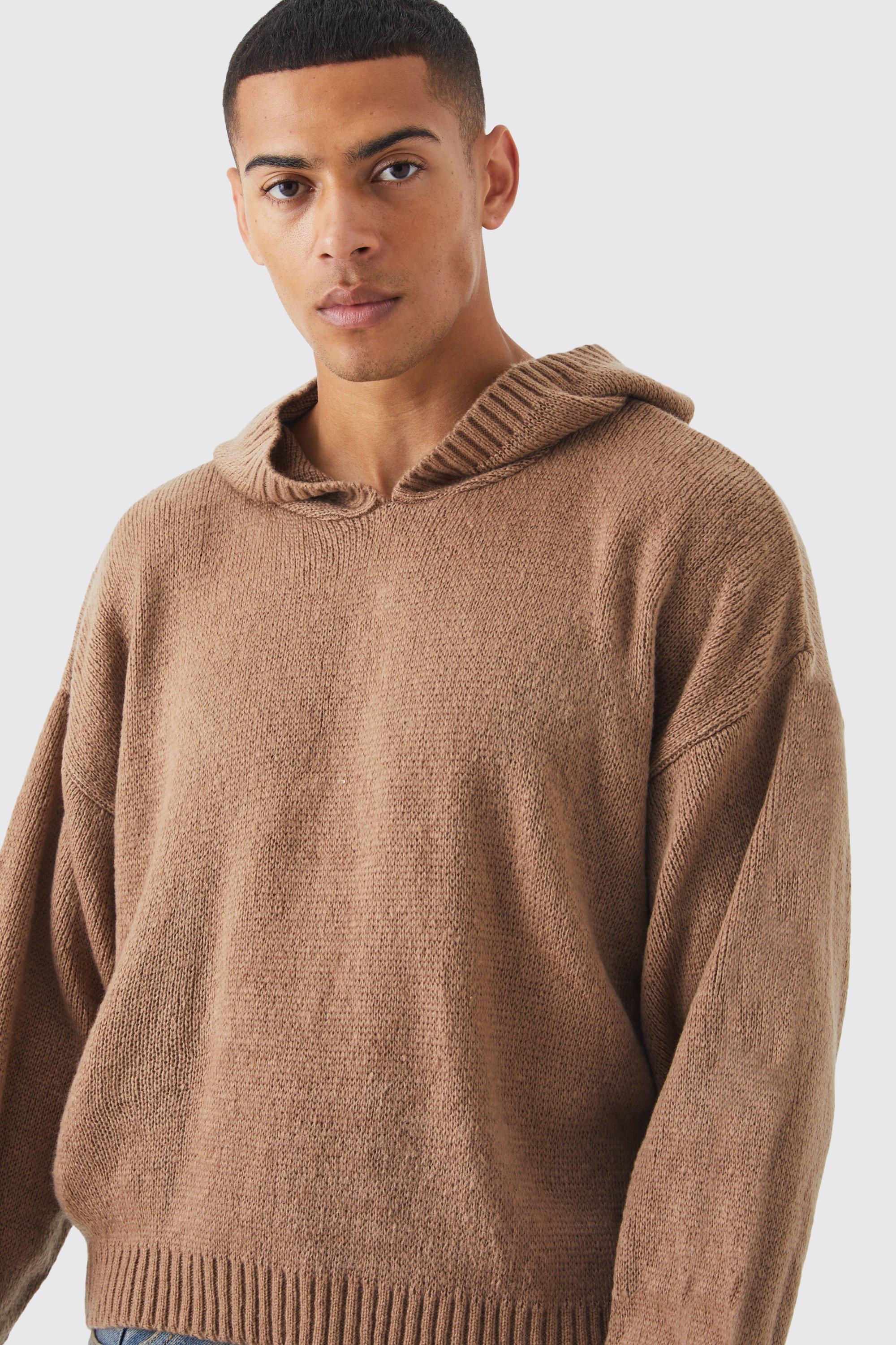 Knitted hot sale hoodie mens