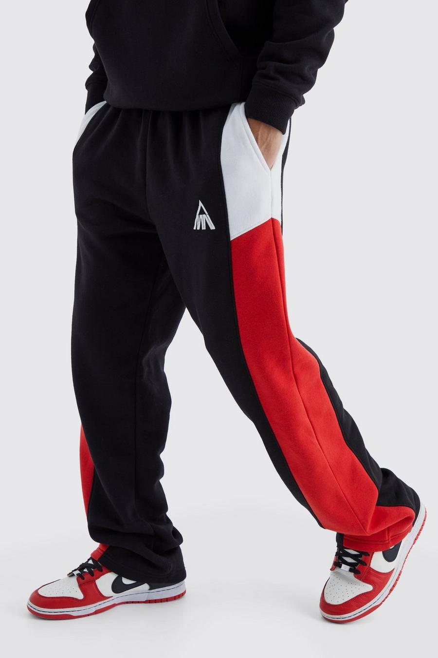 Red Relaxed Colour Block Branded Jogger image number 1