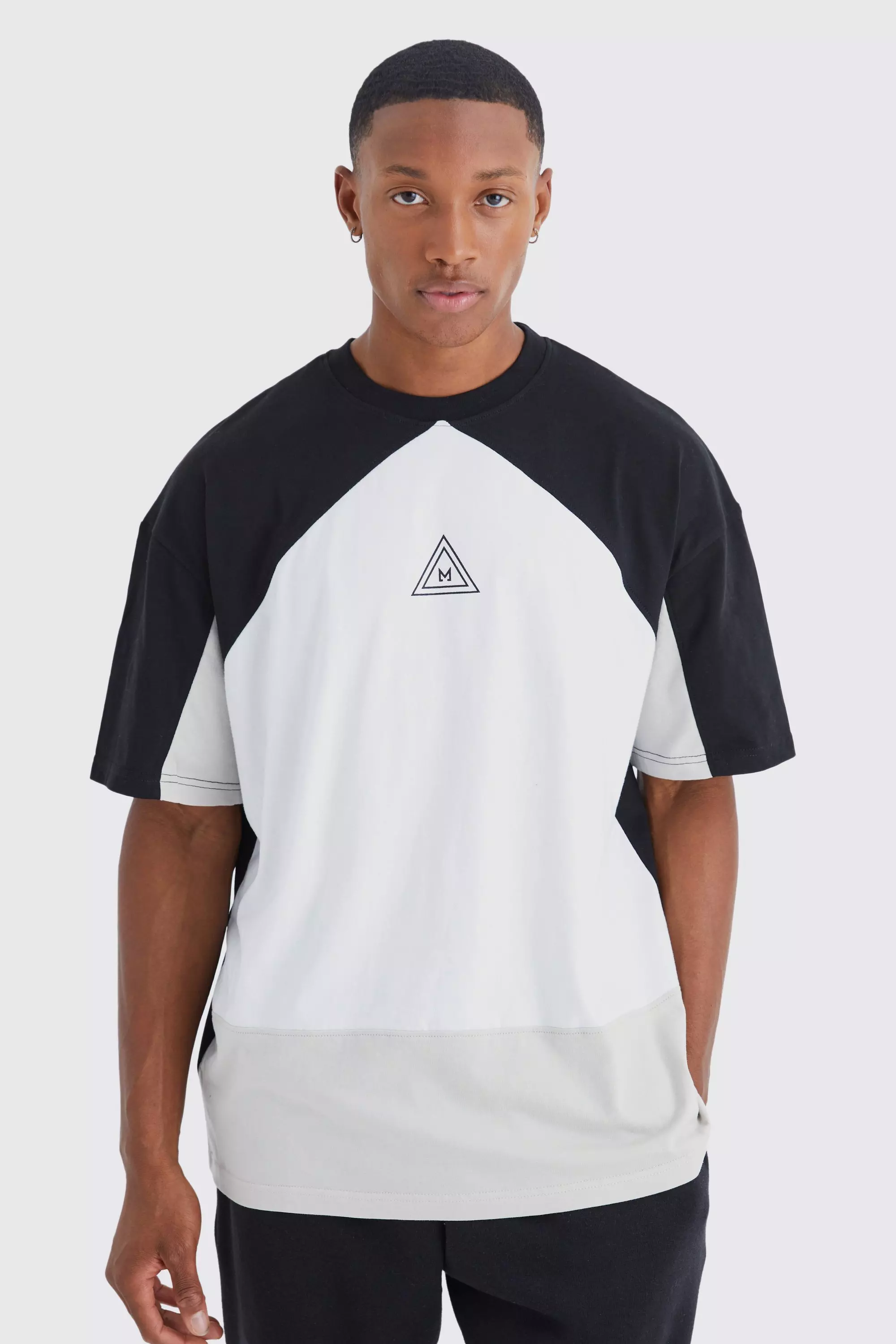 Black Oversized Branded Colour Block T-shirt alternative image