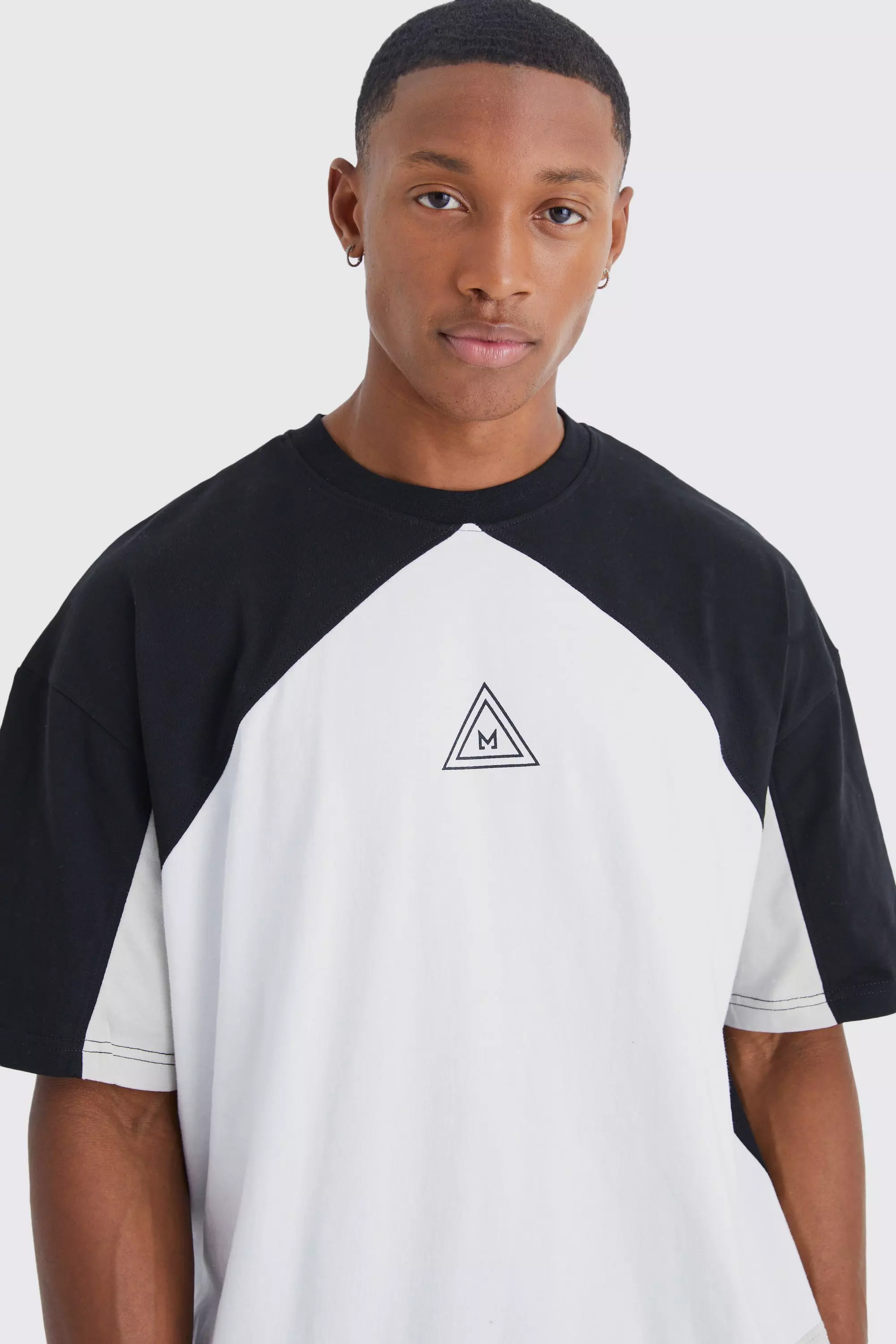 Black Oversized Branded Colour Block T-shirt alternative image