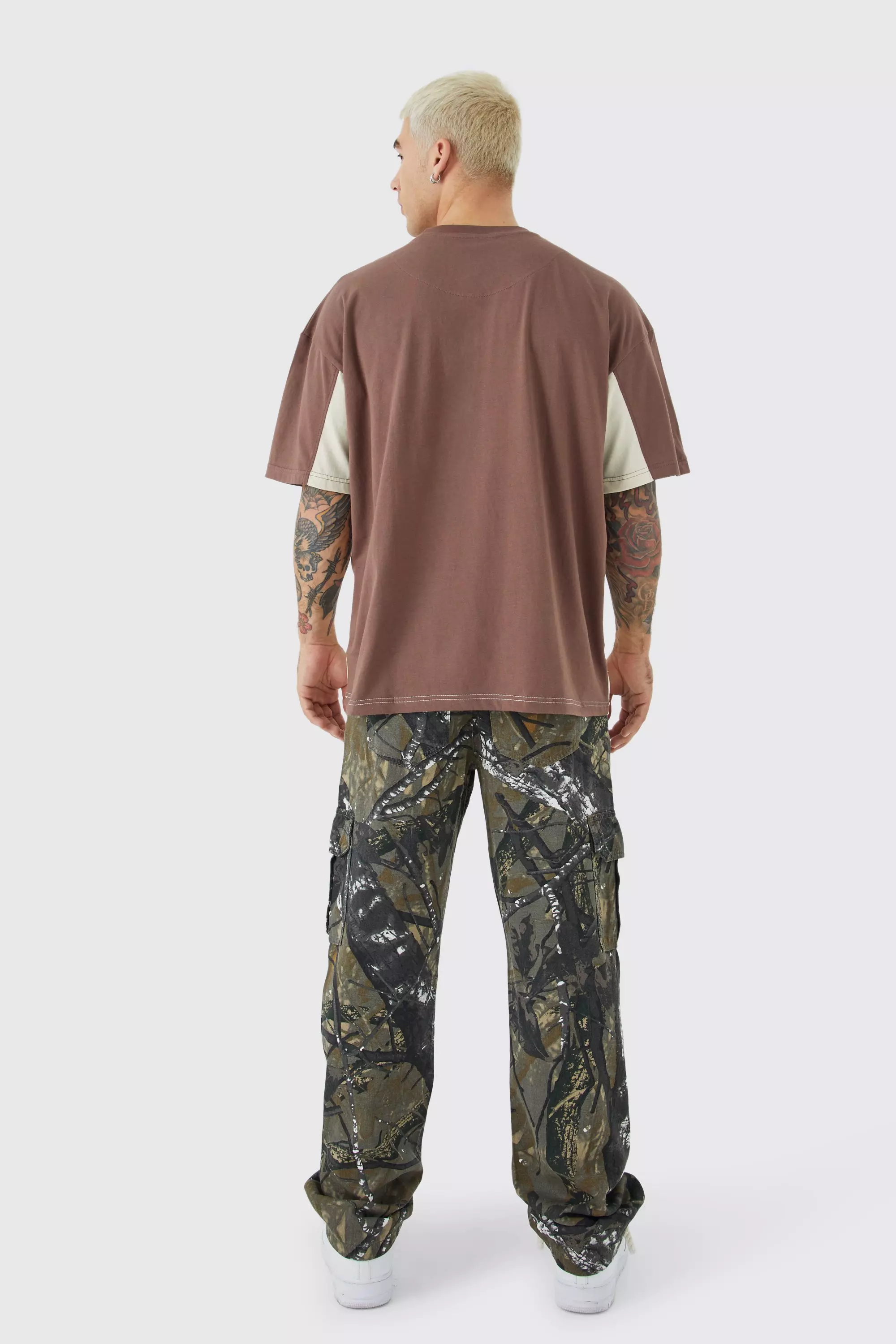 Chocolate Oversized Branded Colour Block T-shirt alternative image