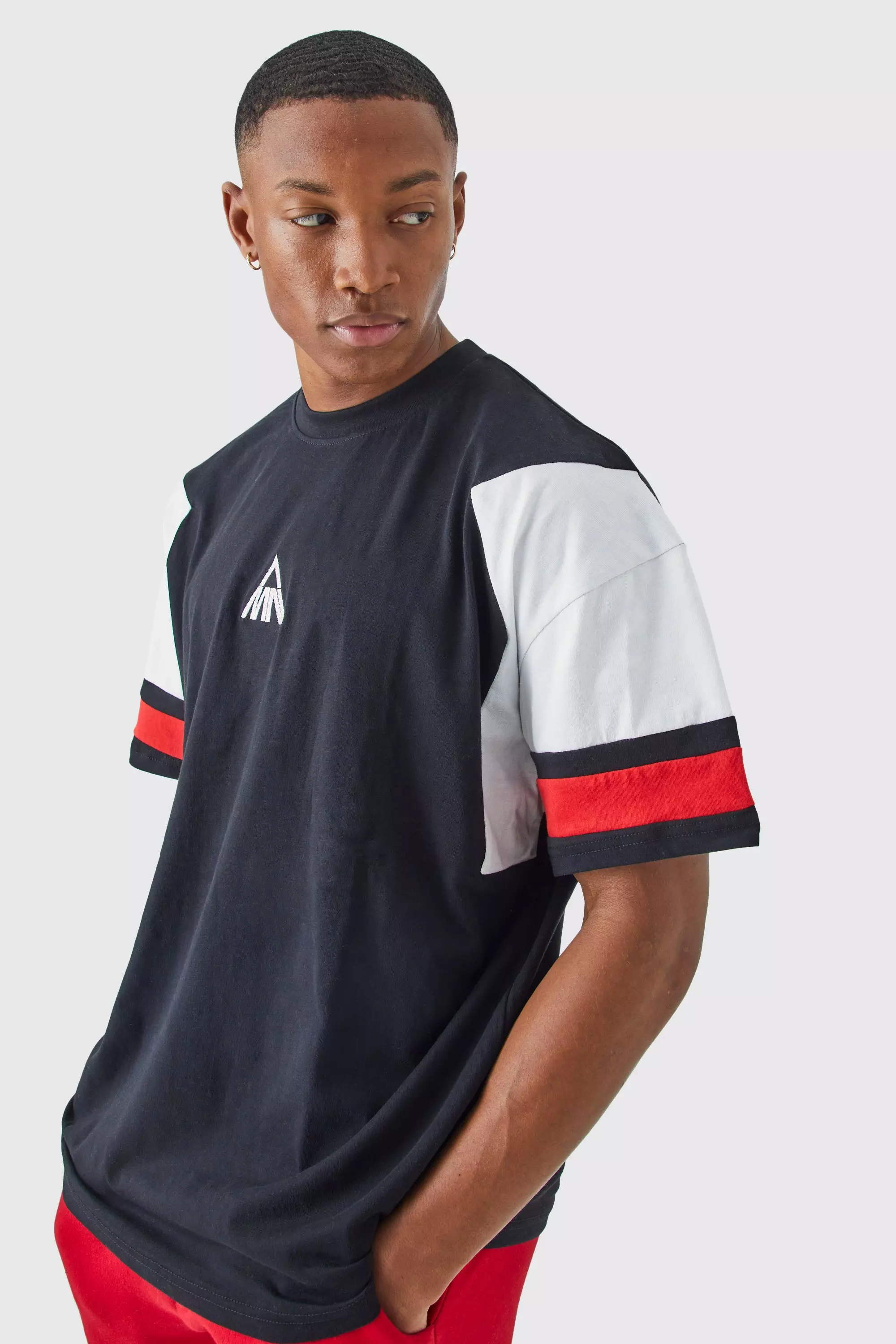 Red Oversized Branded Colour Block T-shirt alternative image