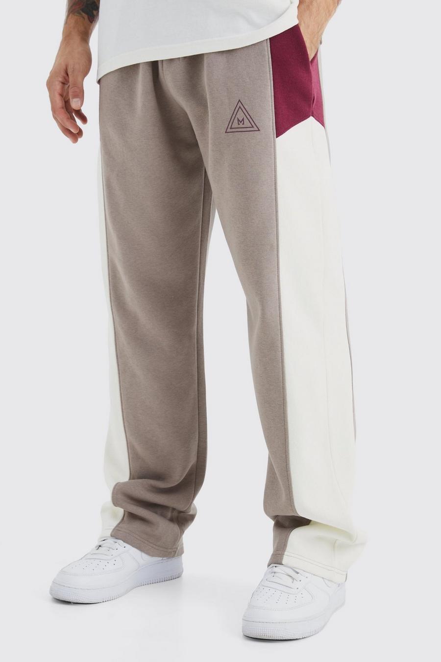 Burgundy Relaxed Colour Block Branded Jogger image number 1