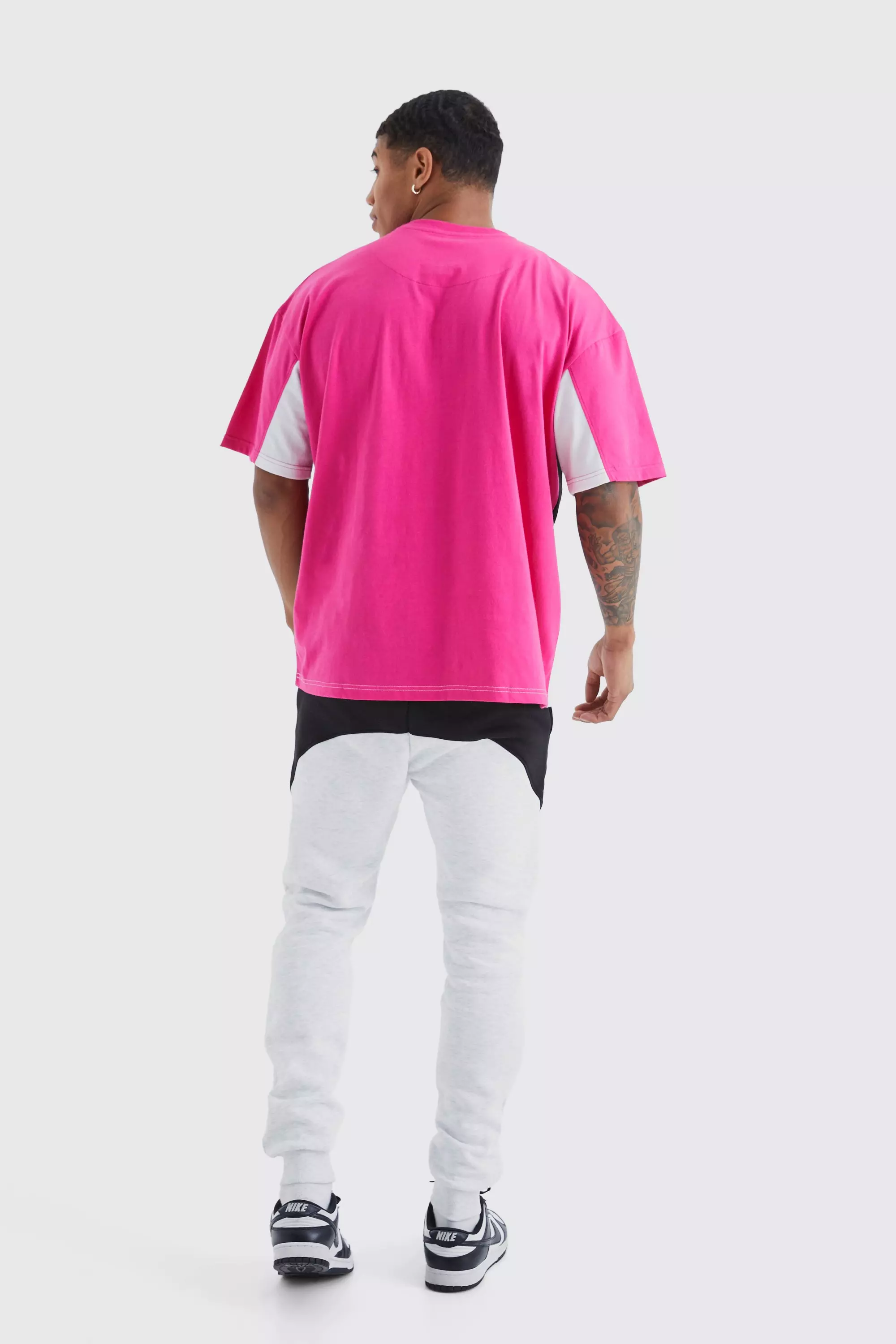 Pink Oversized Branded Colour Block T-shirt alternative image