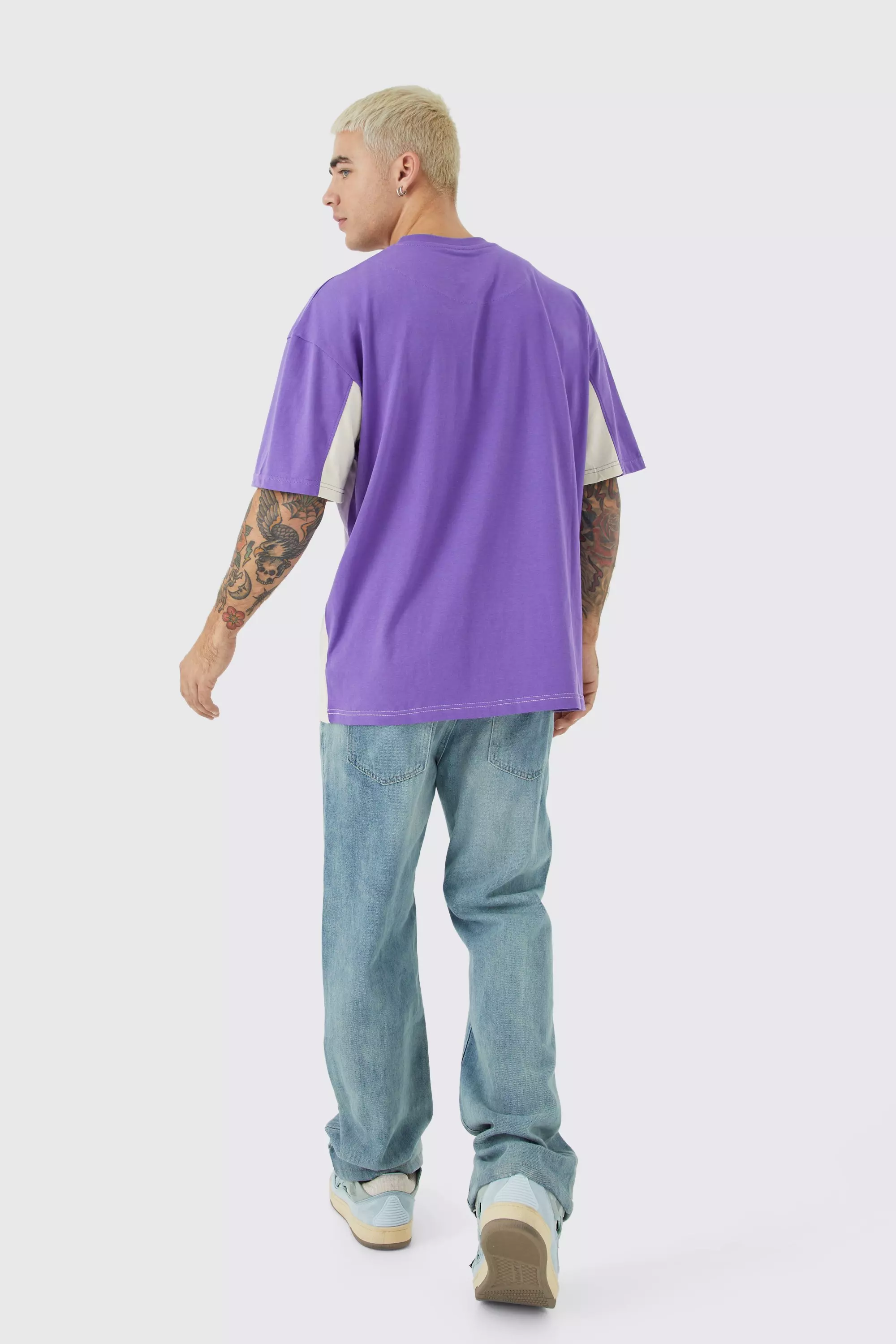Purple Oversized Branded Colour Block T-shirt alternative image